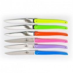 Forge de Laguiole - Set de 6 Cuchillos de Carne Colores “Fluor”