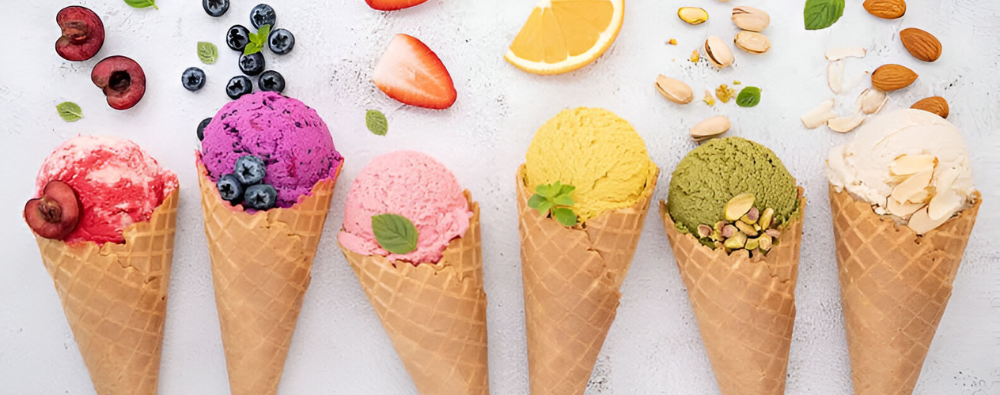 Helados, sorbetes y frutas